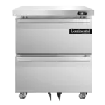 Continental Refrigerator , D27N-U-D, Refrigerator, Undercounter, Reach-In